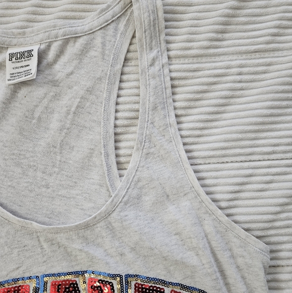 Victoria's Secret PINK Gray Tank Top with Red,white,& Blue Sequins Pink - Picture 4 of 7